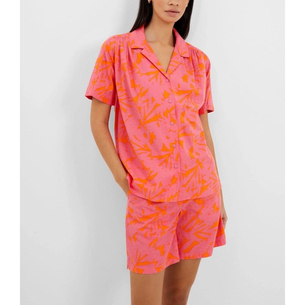 French‎ Connection Womens Bia Alania Shirt Mandarin Orange Pink Size L